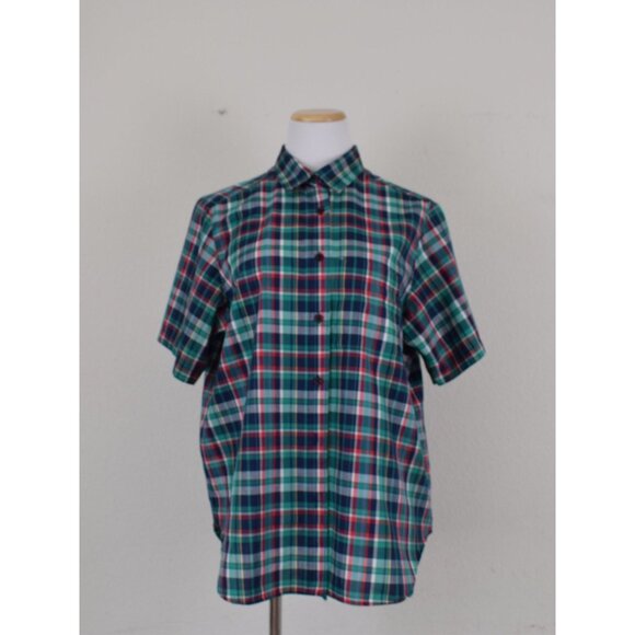 Vintage 90s Plaid Button Down Blouse - Picture 2 of 9